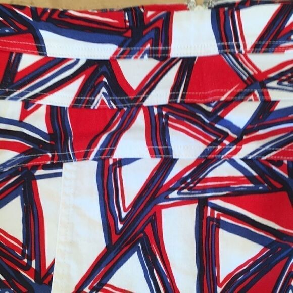 Focus 2000 pencil skirt red white blue abstract print stretch zippers 8 - Picture 4 of 7